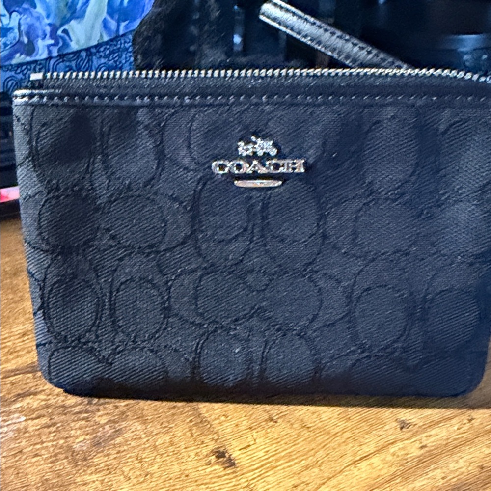 Coach Black Signature Coin Pouch